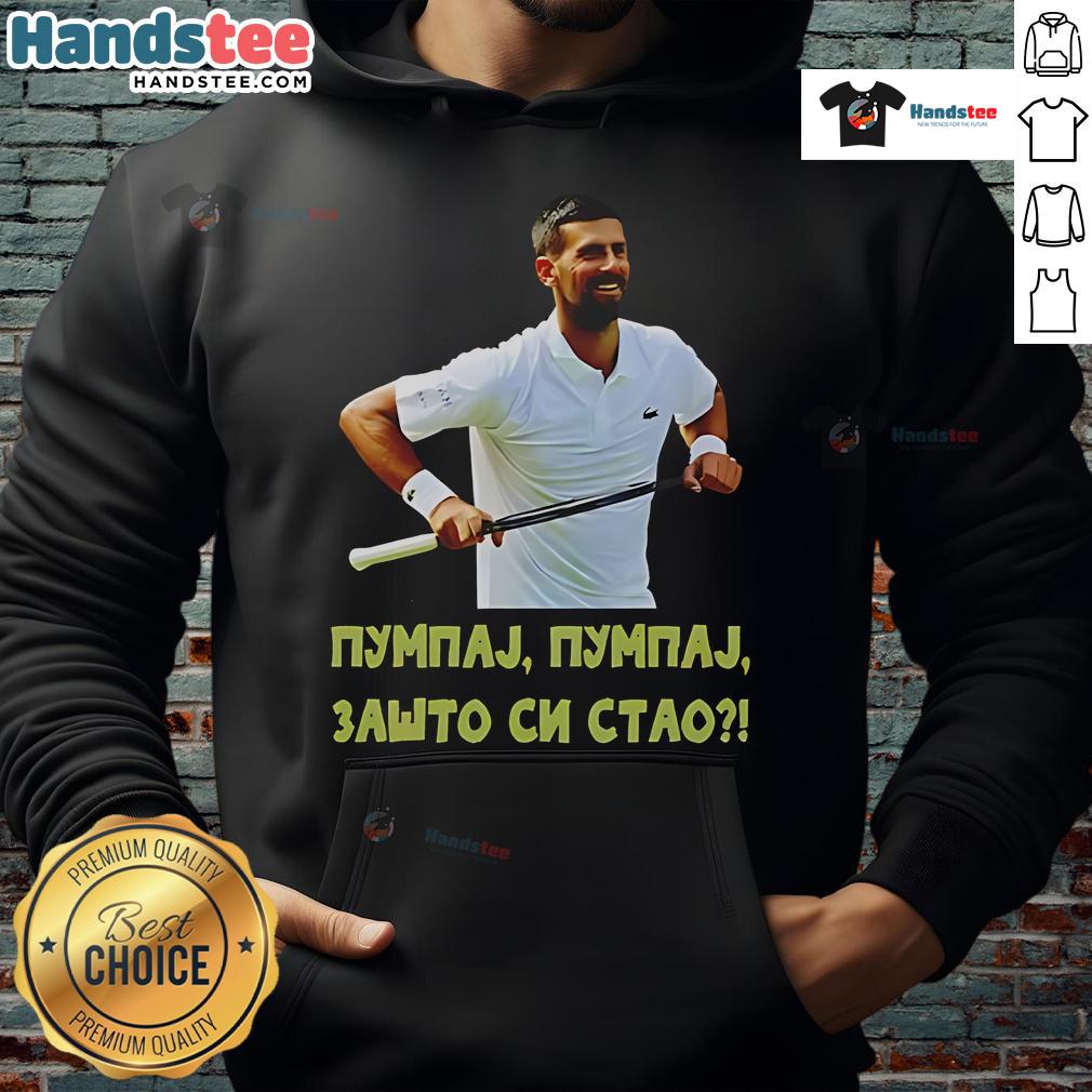 Official Pumpaj Novak Djokovic hoodie showcasing stylish design and vibrant colors, perfect for fans and sports enthusiasts.