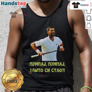 Official Pumpaj Novak Djokovic tank top featuring unique design and vibrant colors, perfect for sports fans.