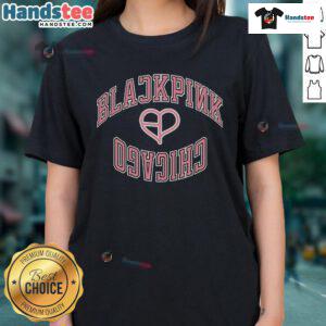 Official Red Chicago Bulls BLACKPINK x NBA Ladies Tee showcasing stylish team logo and trending design for fans.