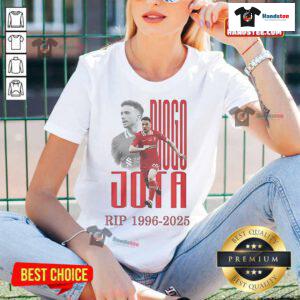 Official Rip Diogo Jota 1996-2025 Ladies Tee featuring a stylish design celebrating the football star.