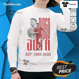 Alt Text: Official Rip Diogo Jota 1996-2025 Sweatshirt featuring a bold tribute design in vibrant colors on a cozy fabric.