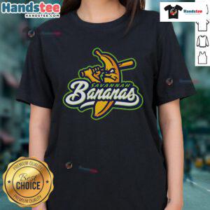 Official Savannah Bananas logo on a stylish ladies tee, perfect for fans of the entertaining baseball team.