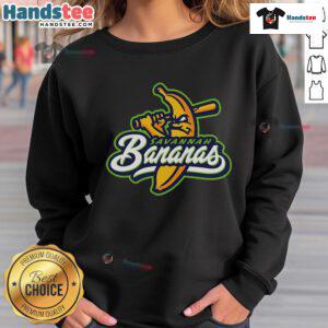 Official Savannah Bananas logo sweatshirt featuring vibrant colors and a stylish design for fans and supporters.