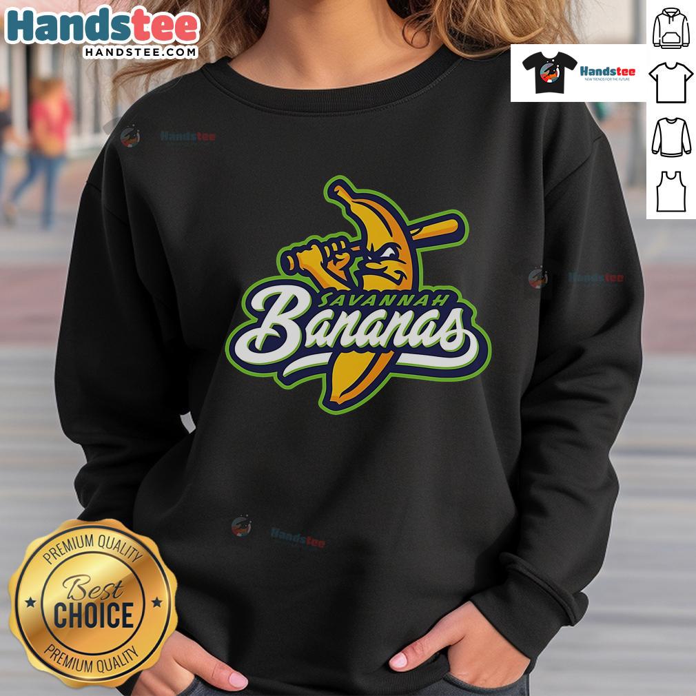 Official Savannah Bananas logo sweatshirt featuring vibrant colors and a stylish design for fans and supporters.