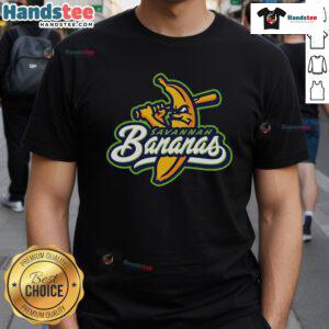 Official Savannah Bananas logo t-shirt featuring vibrant colors and a playful design for fans of the baseball team.