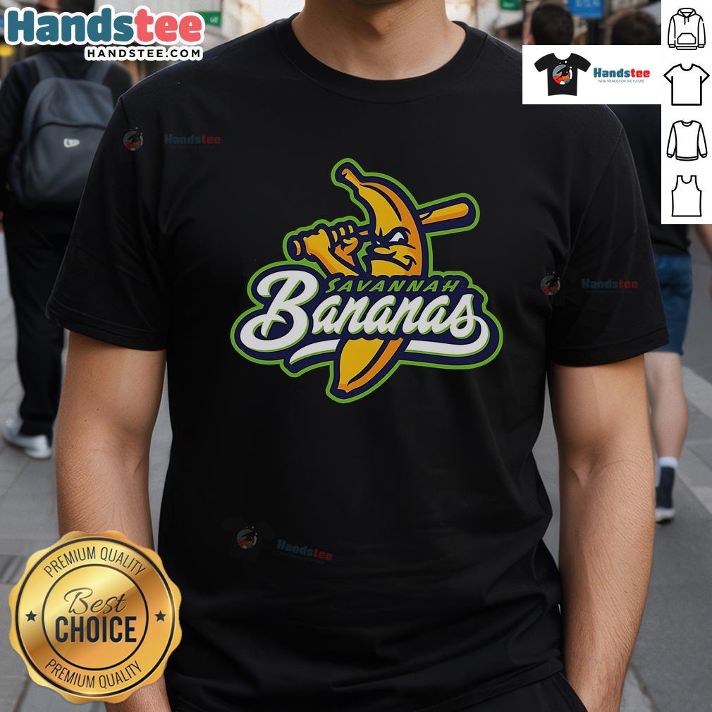 Official Savannah Bananas logo t-shirt featuring vibrant colors and a playful design for fans of the baseball team.