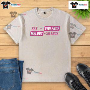 Official Sex Violence Melody Silence Washed T-Shirt featuring a unique design on a soft, faded fabric for a stylish look.