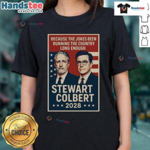 Official Stewart Colbert 2028 Ladies Tee featuring a stylish design, perfect for supporters of the 2028 campaign.