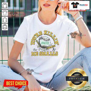 Official The Sandlot X Athletics You're Killin' Me Smalls ladies tee featuring a fun graphic design for fans.