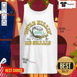 Official The Sandlot X Athletics You're Killin' Me Smalls tank top featuring a classic baseball design and vibrant colors.