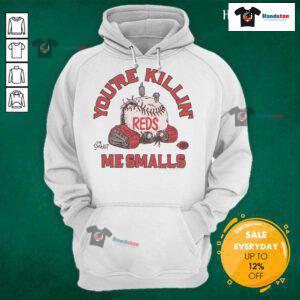 Official The Sandlot X Cincinnati Reds You're Killin' Me Smalls Hoodie featuring iconic movie graphics and team logo.