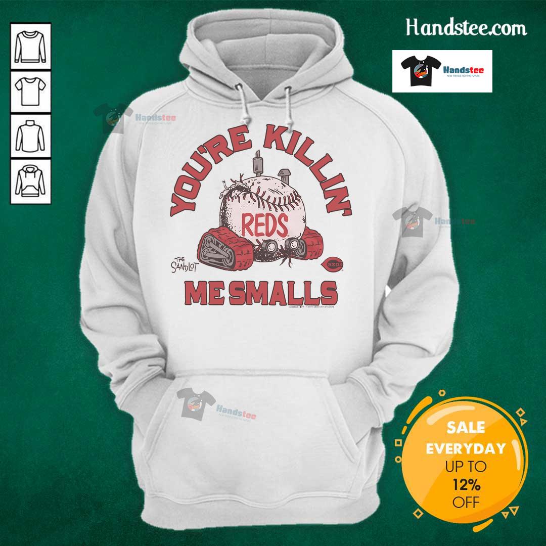 Official The Sandlot X Cincinnati Reds You're Killin' Me Smalls Hoodie featuring iconic movie graphics and team logo.