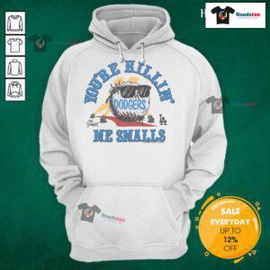 Official Sandlot x Dodgers Youre Killin Me Smalls Hoodie featuring classic design and team colors for fans.