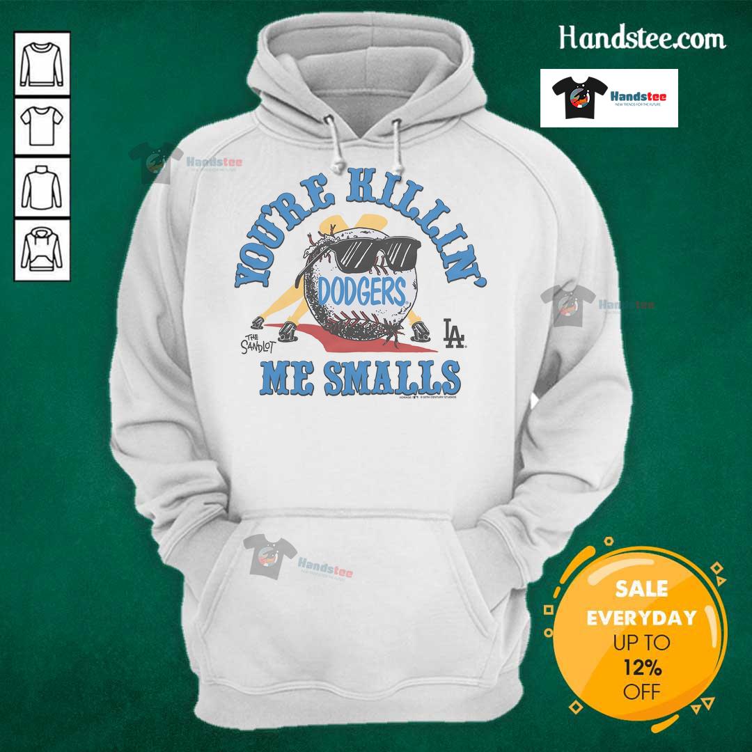 Official Sandlot x Dodgers Youre Killin Me Smalls Hoodie featuring classic design and team colors for fans.