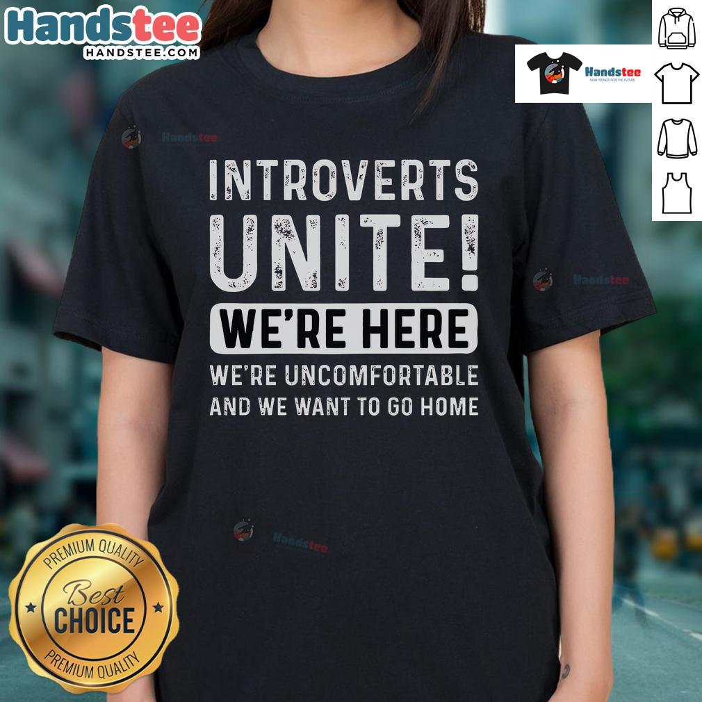 Original Introverts Unite Essential Ladies Tee featuring a stylish design perfect for introverted women.