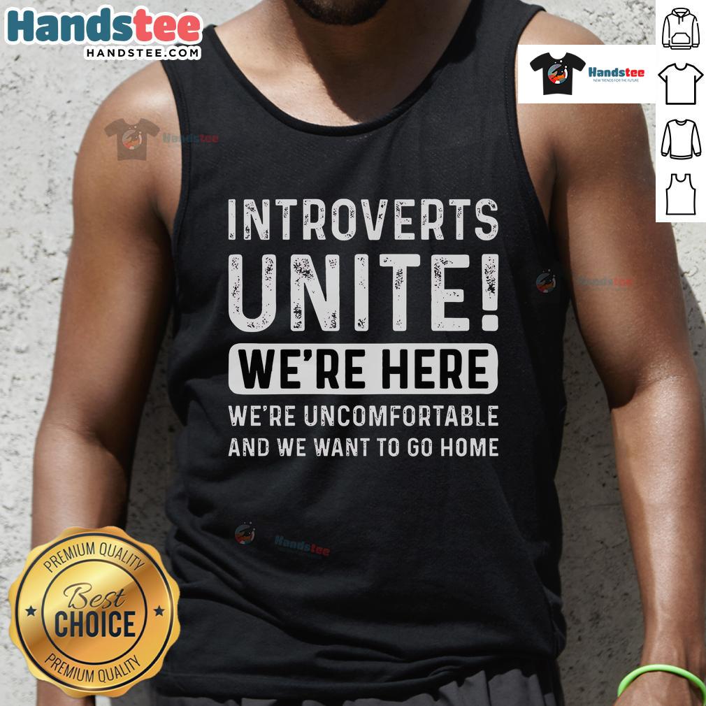 Original Introverts Unite Essential Tank Top in soft fabric, perfect for casual wear and expressing introvert pride.