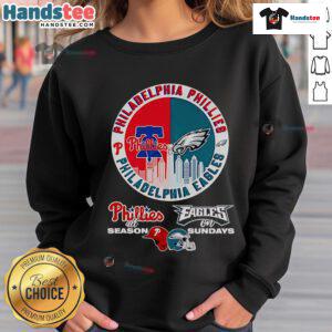 Philadelphia Phillies All Season Eagles on Sundays sweatshirt featuring team logos and vibrant colors for fans.
