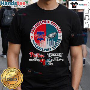 Philadelphia Phillies All Season Eagles On Sundays T-Shirt featuring team logos and a stylish design for fans.