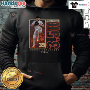 Awesome Justin Verlander San Francisco Giants hoodie celebrating 3500 career strikeouts, perfect for baseball fans.