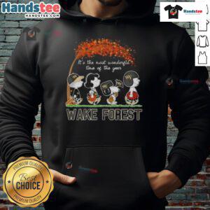Wake Forest hoodie featuring 'Awesome Peanuts: It's the Most Wonderful Time of the Year' design, perfect for festive fans.