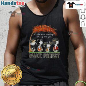 Awesome Peanuts tank top featuring 'It's the Most Wonderful Time of the Year' design, perfect for Wake Forest fans.