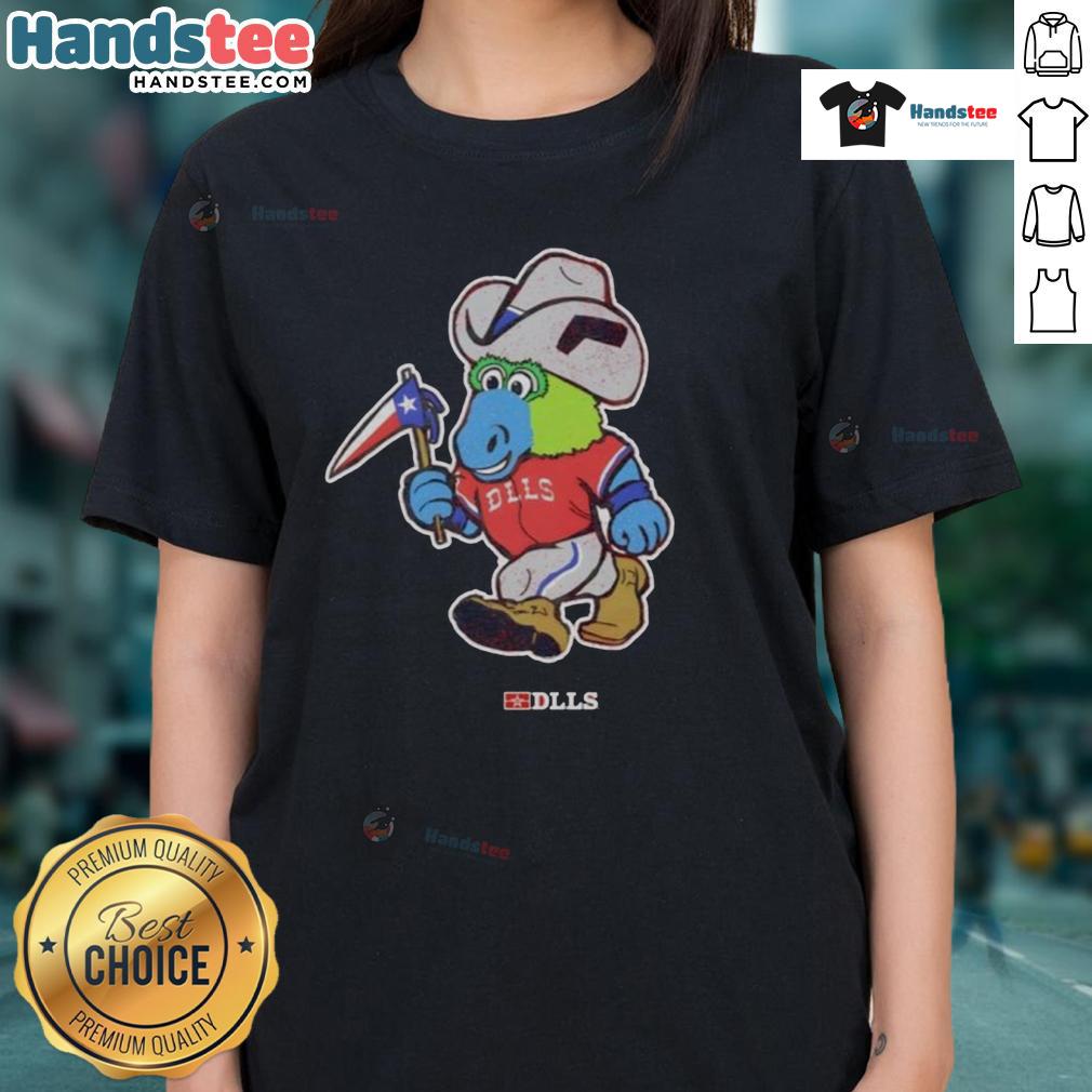 Alt Text: Cute DLLS mascot mashup on a ladies tee, featuring vibrant colors and playful design perfect for fans.