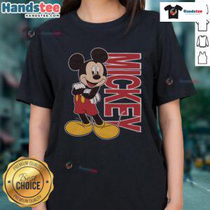Cute Mickey Mouse 90s ladies tee featuring a vibrant graphic design, perfect for retro fashion lovers.