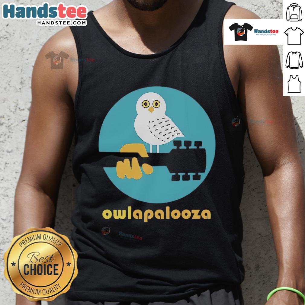 Alt Text: Cute Owlapalooza tank top featuring colorful owl designs perfect for summer fashion and casual outings.