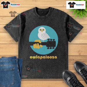 Cute Owlapalooza washed t-shirt featuring a vibrant owl graphic and relaxed fit, perfect for casual wear.