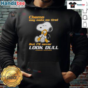 Cute Snoopy hoodie for leukemia awareness, showcasing vibrant colors and a motivational message about chemo fatigue.