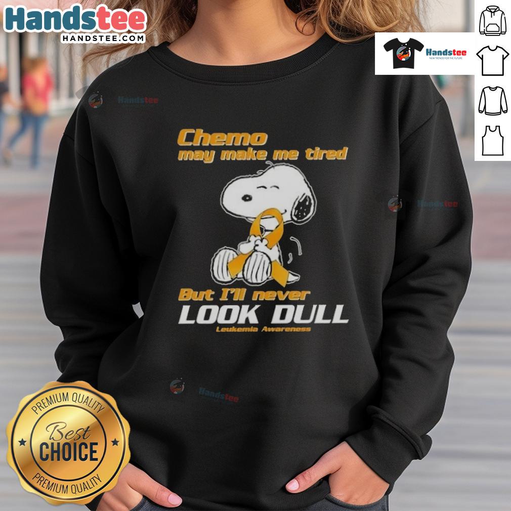 Cute Snoopy sweatshirt for leukemia awareness, showcasing vibrant design inspiring strength during chemo fatigue.