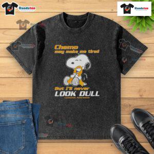 Alt Text: Cute Snoopy t-shirt for leukemia awareness, showcasing a fun design with a positive message about chemo fatigue.