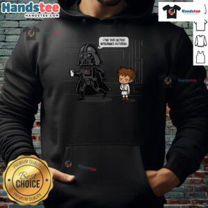 Funny Darth Vader Dad Duties hoodie featuring the phrase I Find Your Lactose Intolerance Disturbing in bold text.