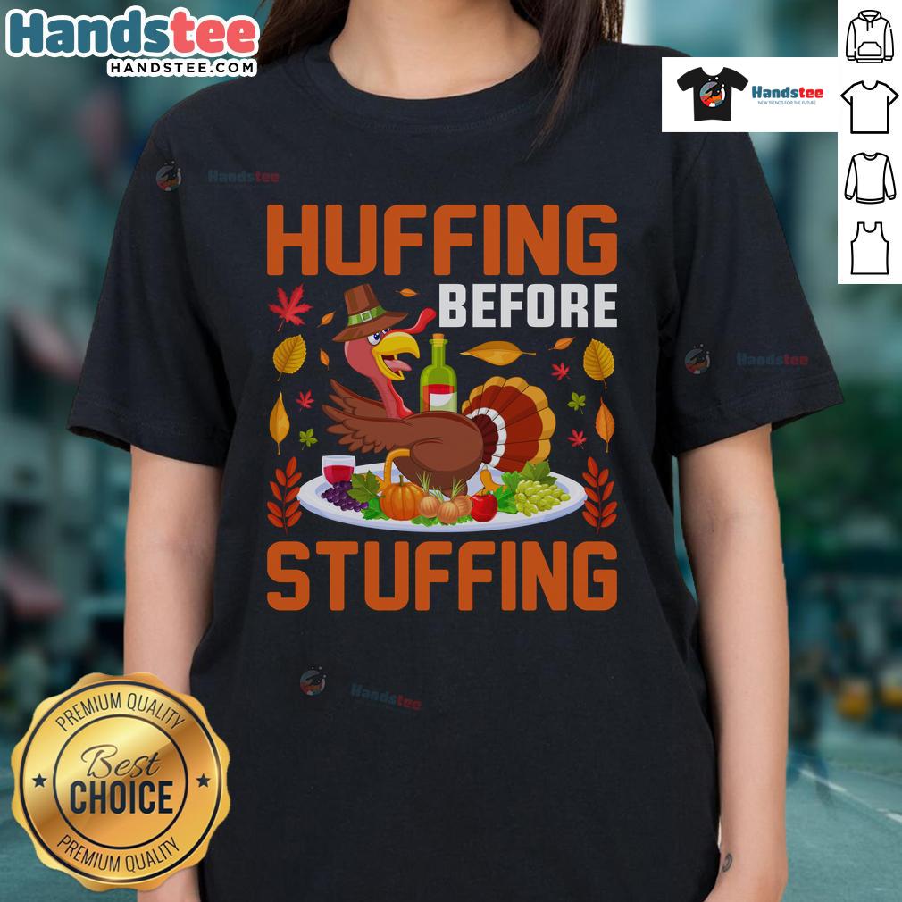 Funny Thanksgiving tee featuring a humorous design of a turkey and wine, perfect for ladies celebrating with laughter.