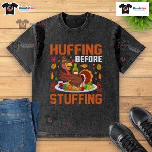 Funny Thanksgiving shirt featuring a huffing turkey and wine humor for a lighthearted holiday celebration.