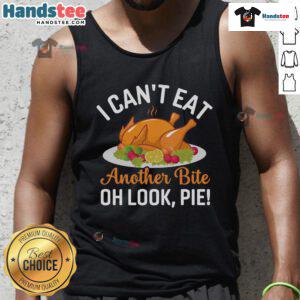 Funny Thanksgiving tank top featuring a turkey and pie design, perfect for holiday feasts and festive gatherings.
