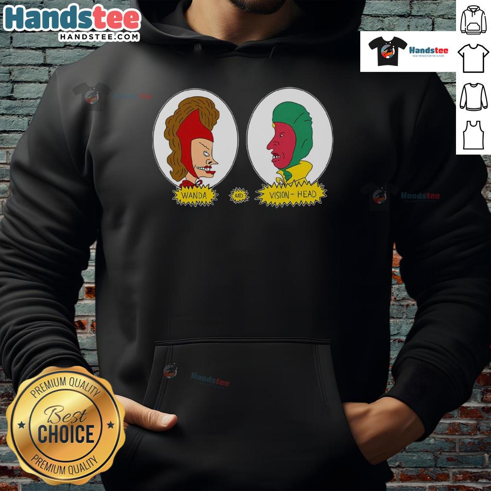 Funny Wanda and Vision head hoodie featuring vibrant colors and playful designs, perfect for Marvel fans.