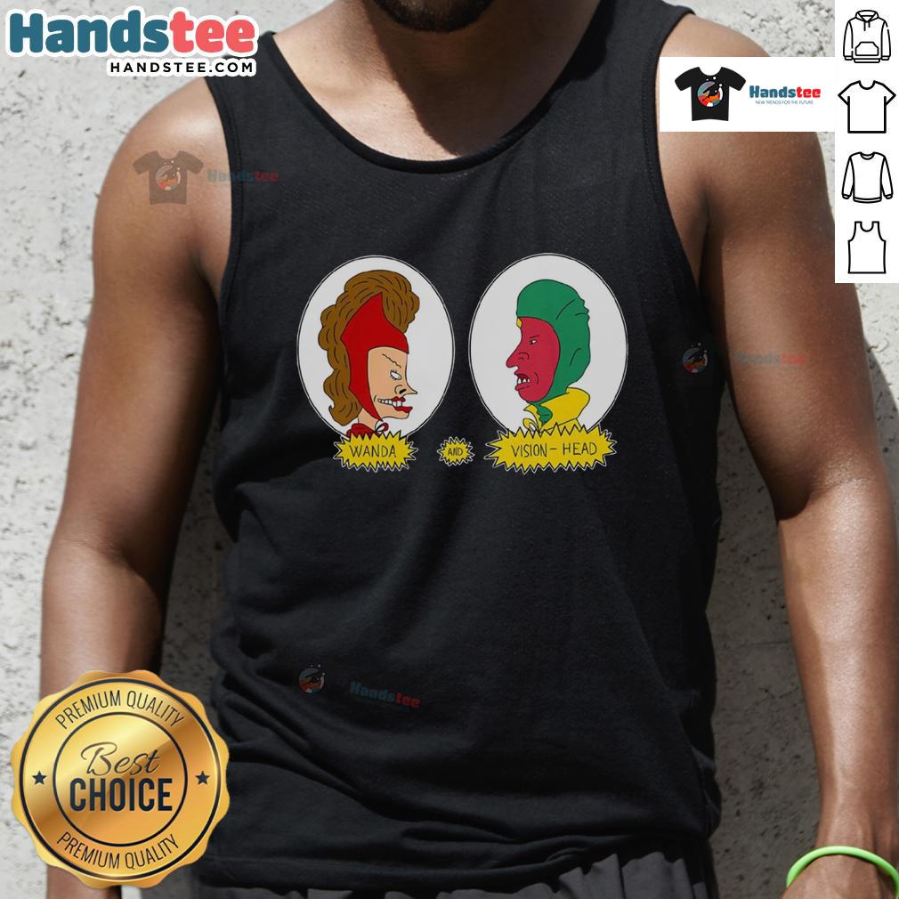 Funny Wanda and Vision head tank top featuring a playful graphic design, perfect for Marvel fans and casual wear.