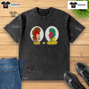 Funny Wanda and Vision Head Washed T-Shirt featuring a humorous design of the iconic Marvel characters in vibrant colors.
