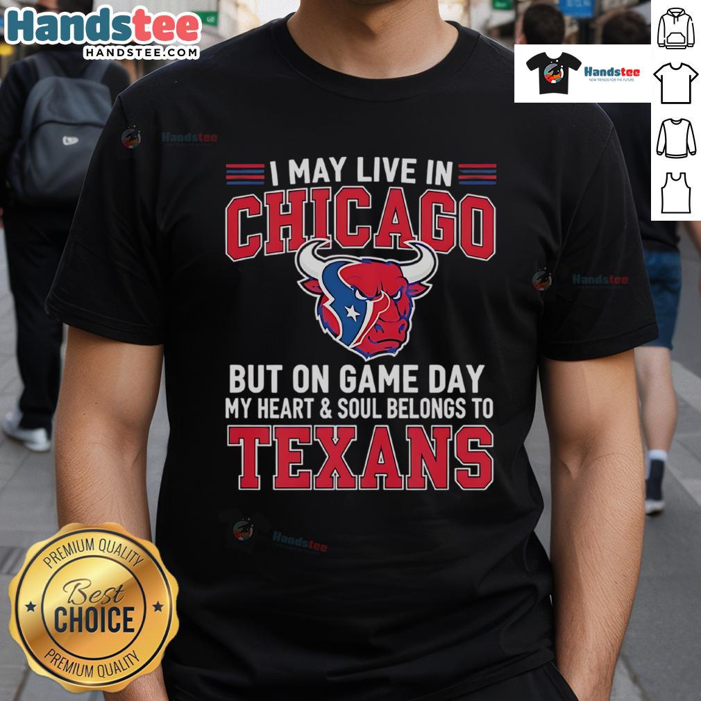 Alt Text: Houston Texans T-shirt showing pride for the team, perfect for Chicago fans on game day.