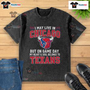 Houston Texans washed t-shirt, perfect for fans living in Chicago, showcasing team pride on game day.
