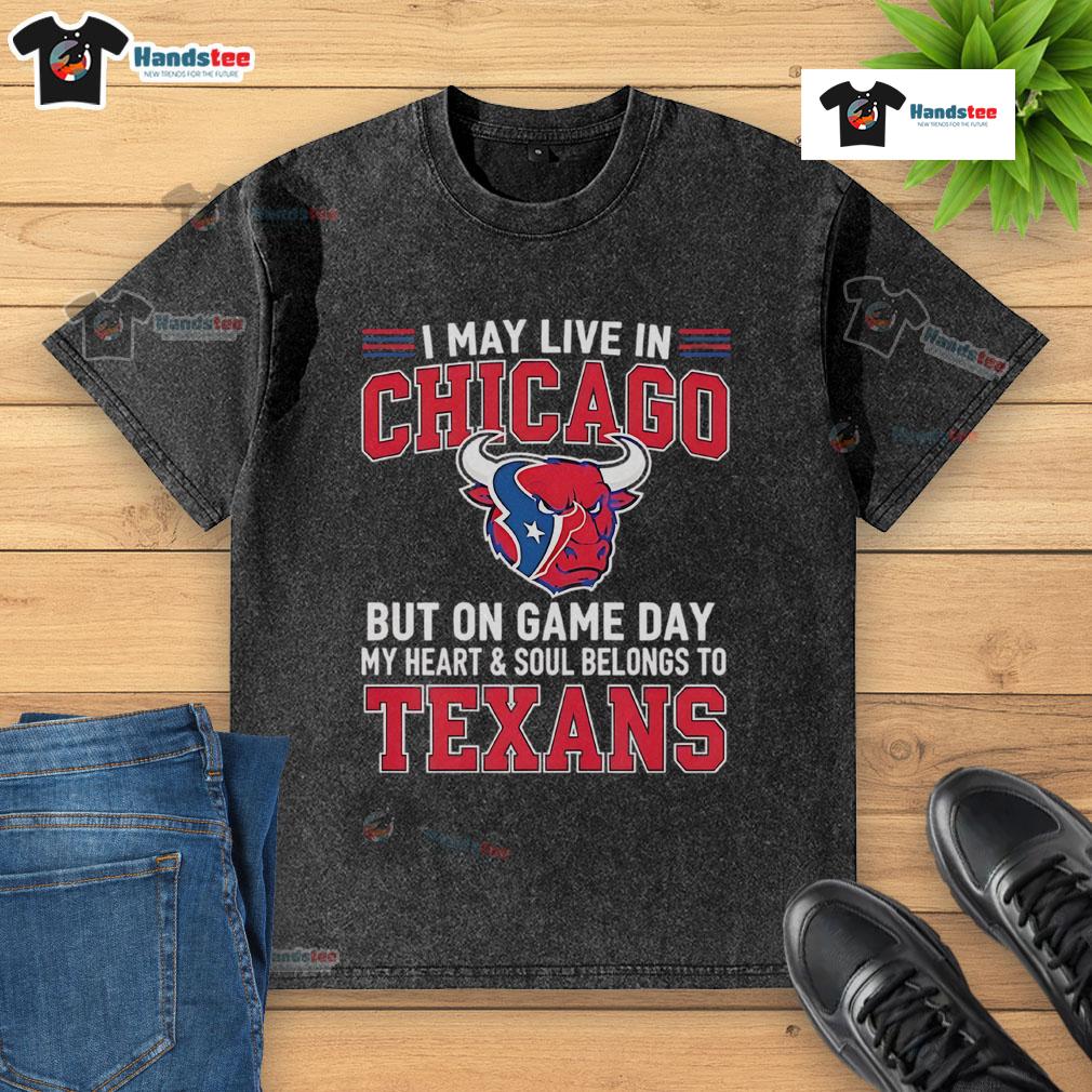 Houston Texans washed t-shirt, perfect for fans living in Chicago, showcasing team pride on game day.