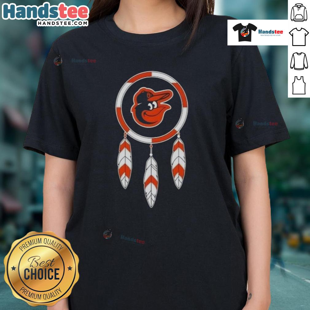 Good Native American Indians X Baltimore Orioles baseball ladies tee featuring vibrant graphics and a stylish fit.