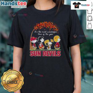 Good Peanuts Arizona Sun Devils ladies tee for the holiday season, perfect for festive celebrations and team pride.