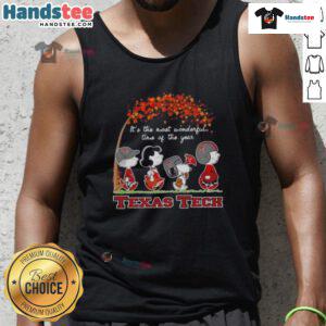 Alt Text: Texas Tech Red Raiders tank top with Good Peanuts, It's The Most Wonderful Time Of The Year design.