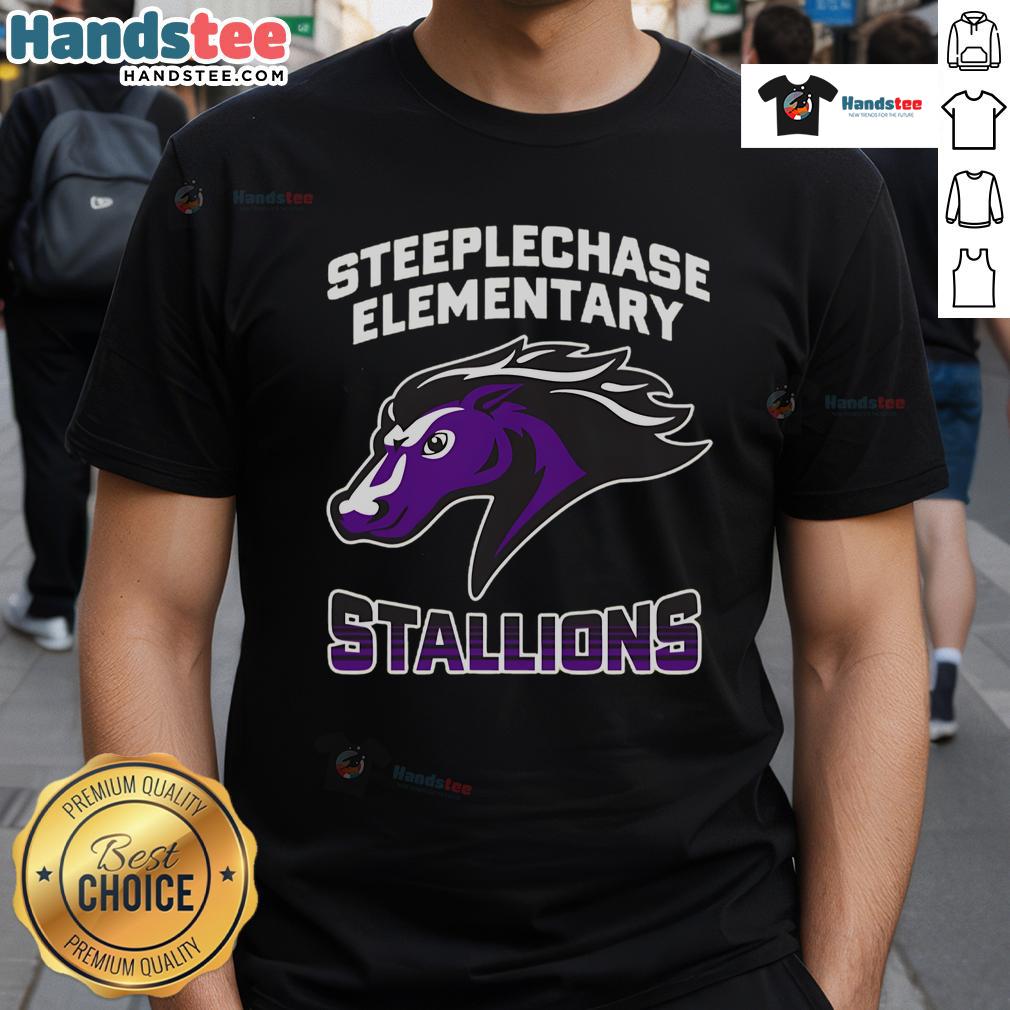 Good Steeplechase Stallions Elementary Fade T-Shirt featuring a stylish design, perfect for horse racing fans.