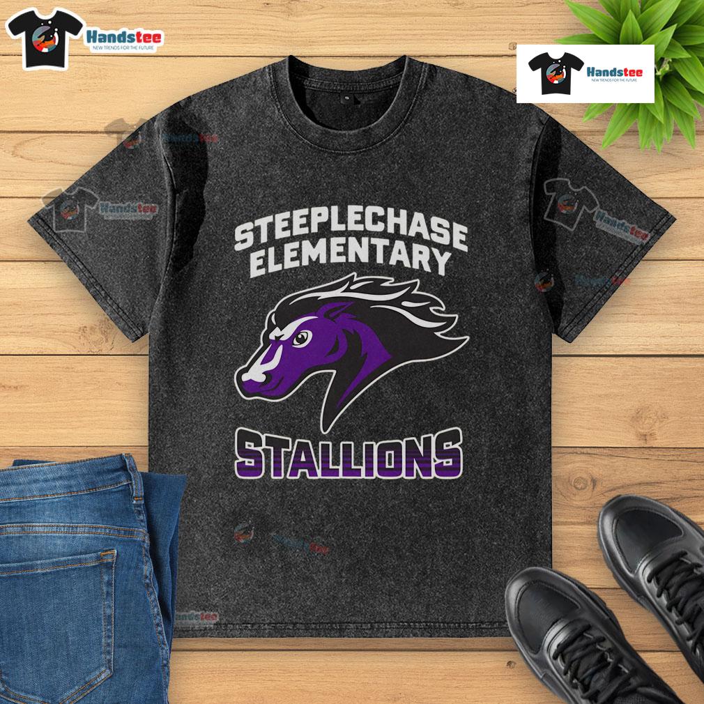 Good Steeplechase Stallions Elementary Fade Washed T-Shirt in soft fabric, perfect for casual wear and equestrian enthusiasts.