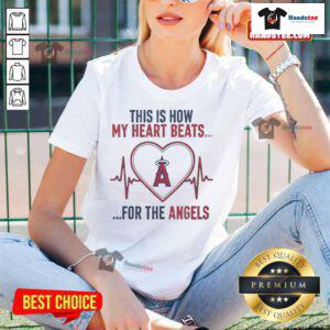 Los Angeles Angels ladies tee featuring 'Good-This-Is-How-My-Heart-Beats' design, perfect for passionate fans.