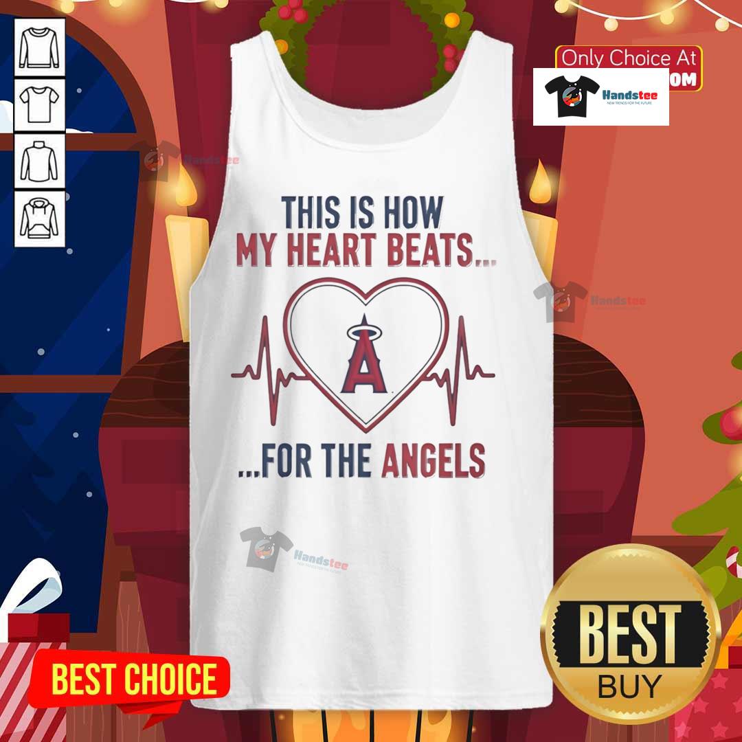 Los Angeles Angels tank top with 'Good-This-Is-How-My-Heart-Beats' design, perfect for fans and casual wear.