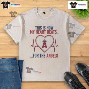 Los Angeles Angels washed t-shirt featuring a vibrant heart design, perfect for fans celebrating their team spirit.